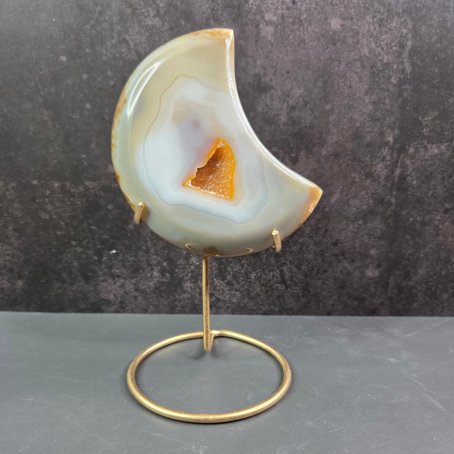 Agate Crescent Moons with Druzy