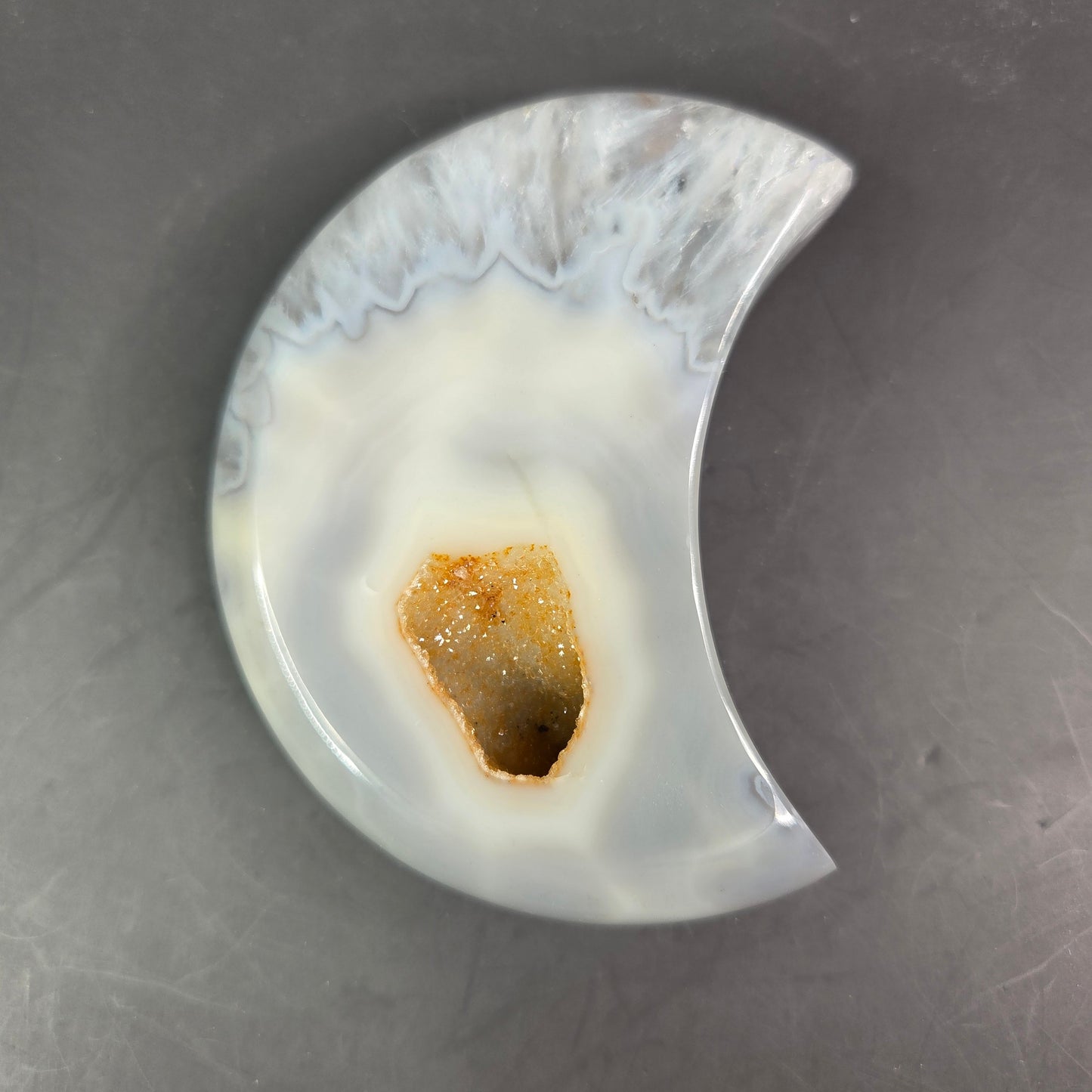 Agate Crescent Moons with Druzy