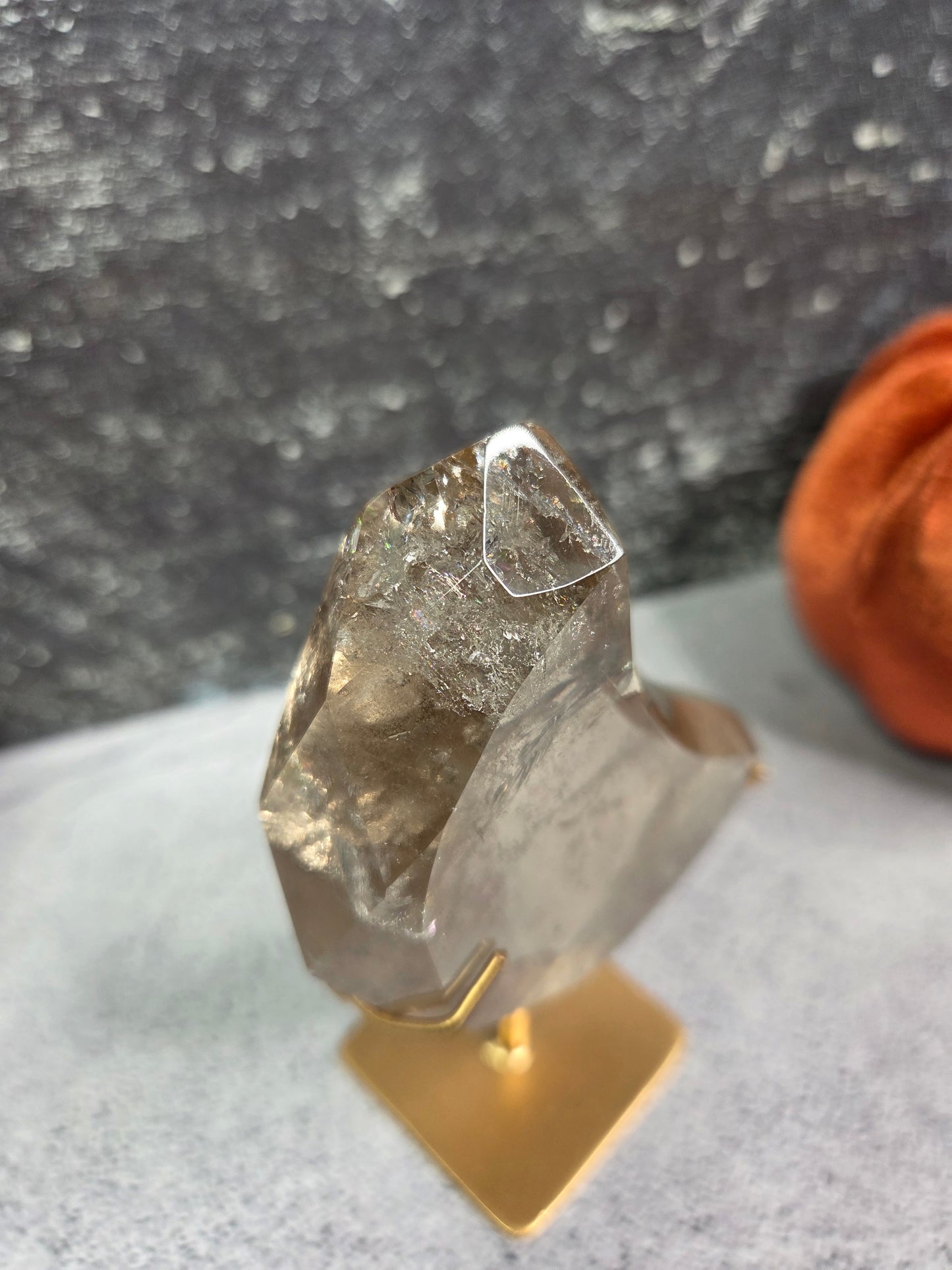 Smoky Quartz Faceted Cut Moon