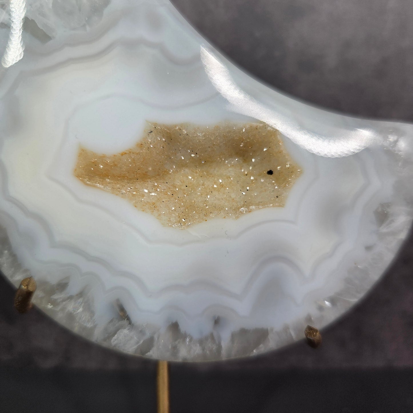 Agate Crescent Moons with Druzy