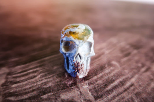 Mexican Fire Cantera Opal Skull Carving