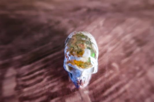 Mexican Fire Cantera Opal Skull Carving