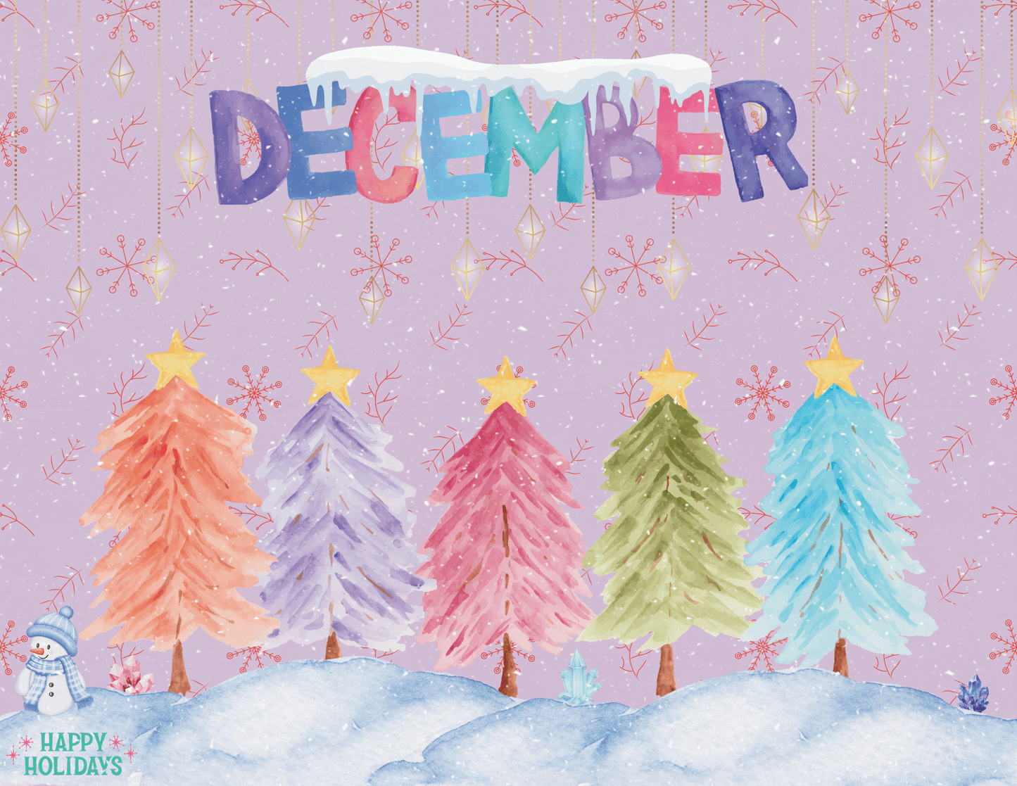 Artsy Undated Calendar July–December 2026 • Monthly Crystal & Flower Art • Decorative Cover Pages PrintableDigital product