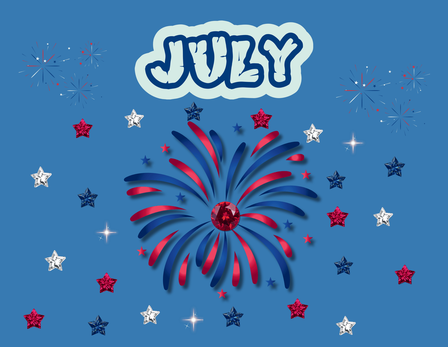 Artsy Undated Calendar July–December 2026 • Monthly Crystal & Flower Art • Decorative Cover Pages PrintableDigital product