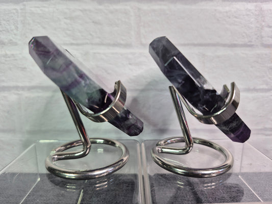 Faceted Cut Fluorite Heart on Stand