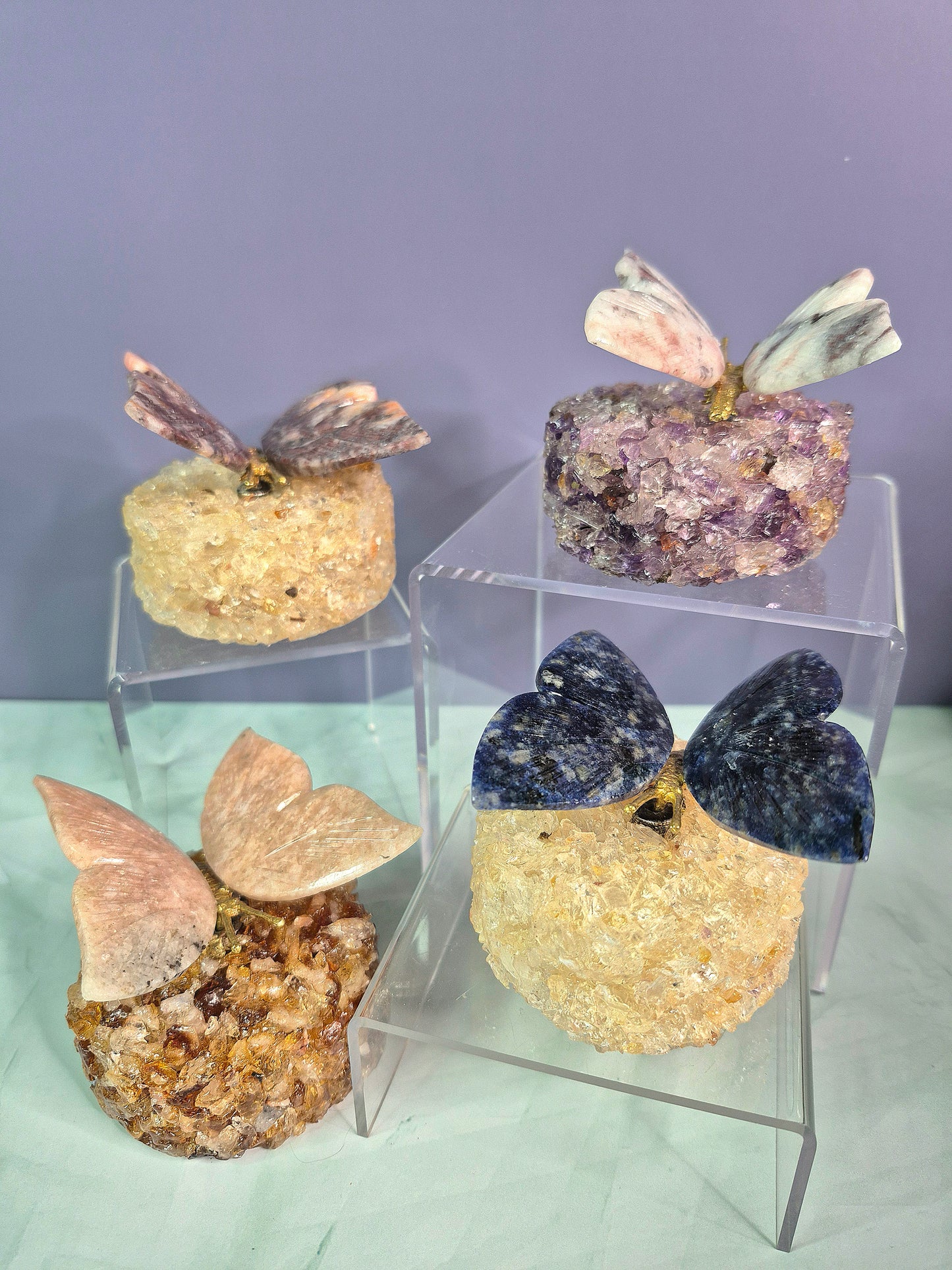 Gorgeous Butterflies on Crystal Base