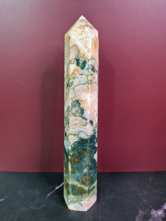 Green Moss Agate Tower