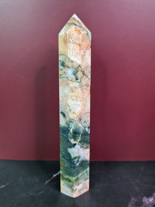 Green Moss Agate Tower