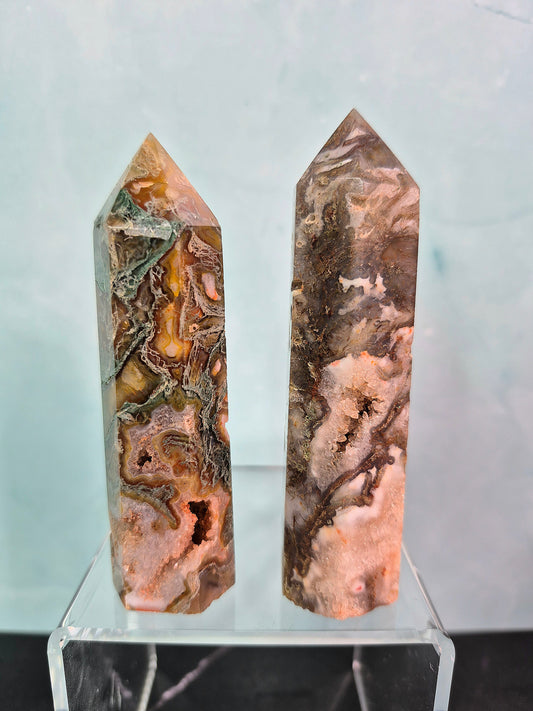 Red Moss Agate Towers (Sm)