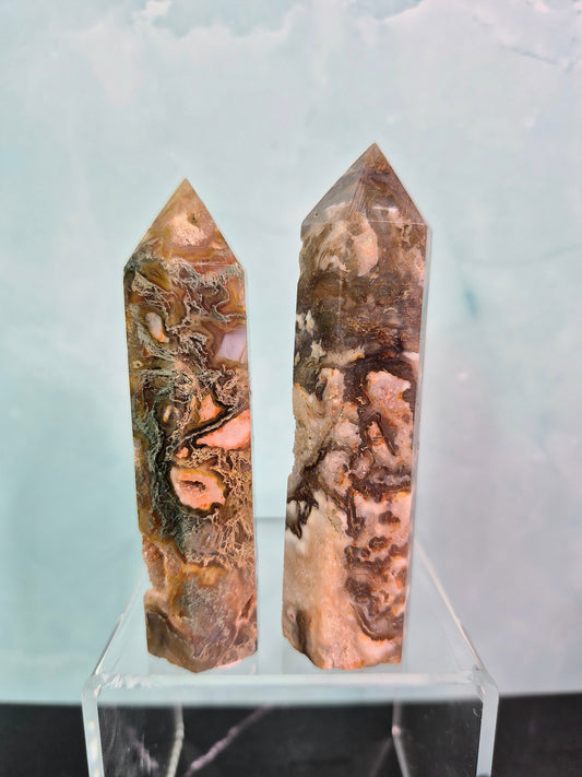 Red Moss Agate Towers (Sm)