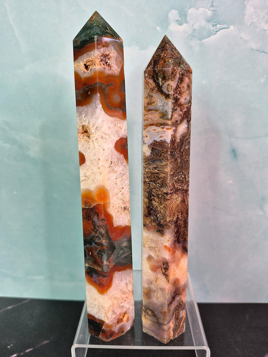 Red Moss Agate Towers
