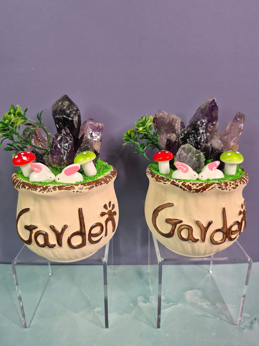 Whimsical Amethyst Garden Pot
