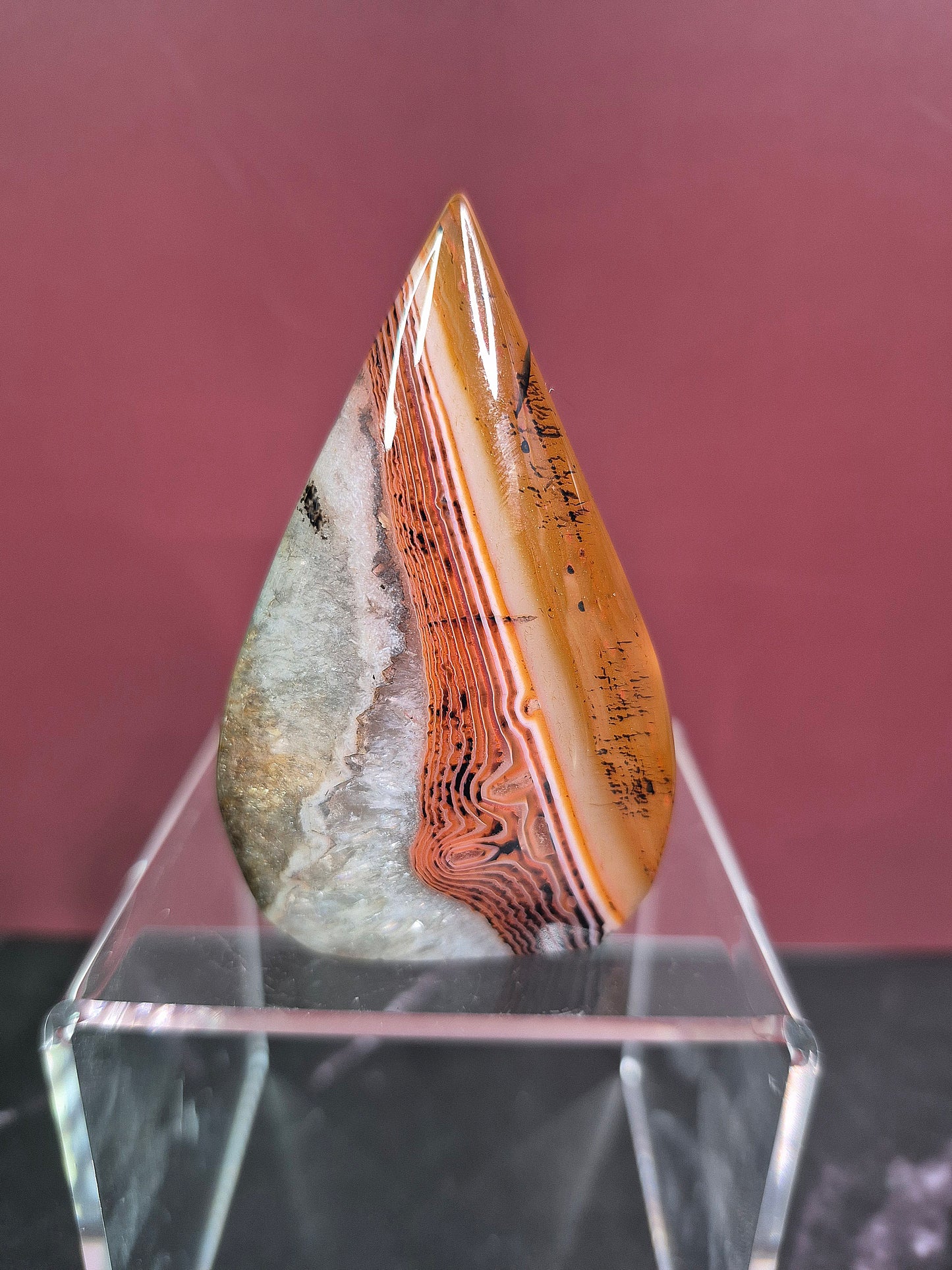 Red and Black Stripe Agate Arrowhead