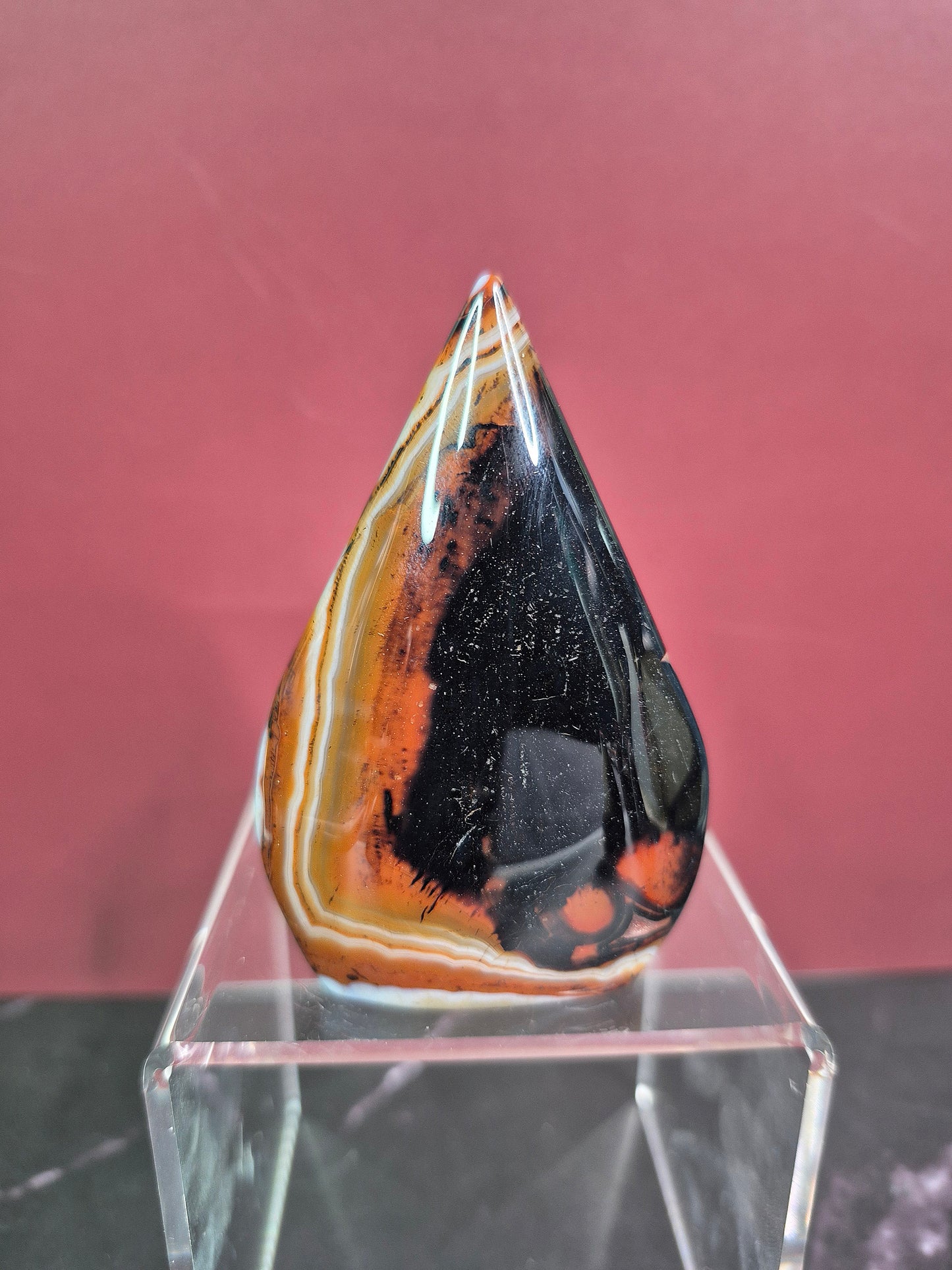 Red and Black Stripe Agate Arrowhead