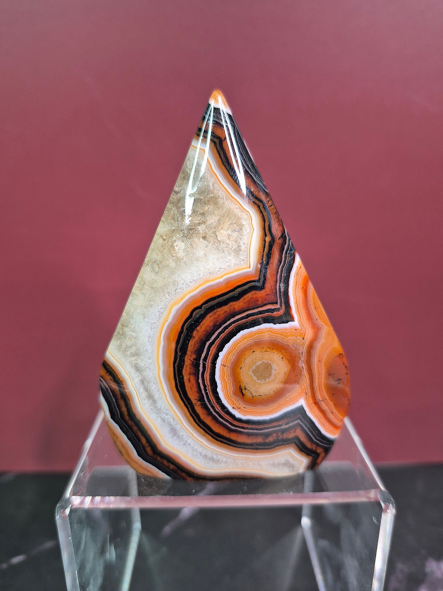 Red and Black Stripe Agate Arrowhead