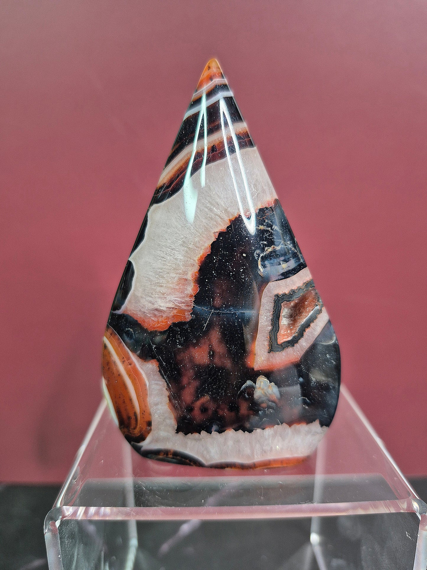 Red and Black Stripe Agate Arrowhead