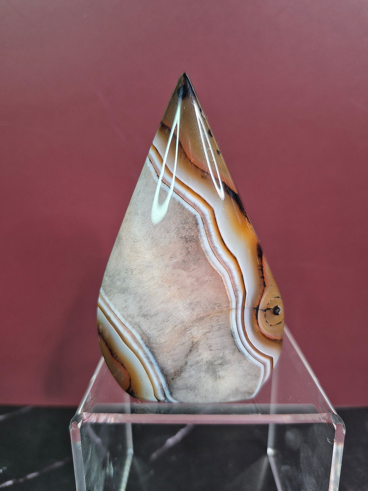 Red and Black Stripe Agate Arrowhead