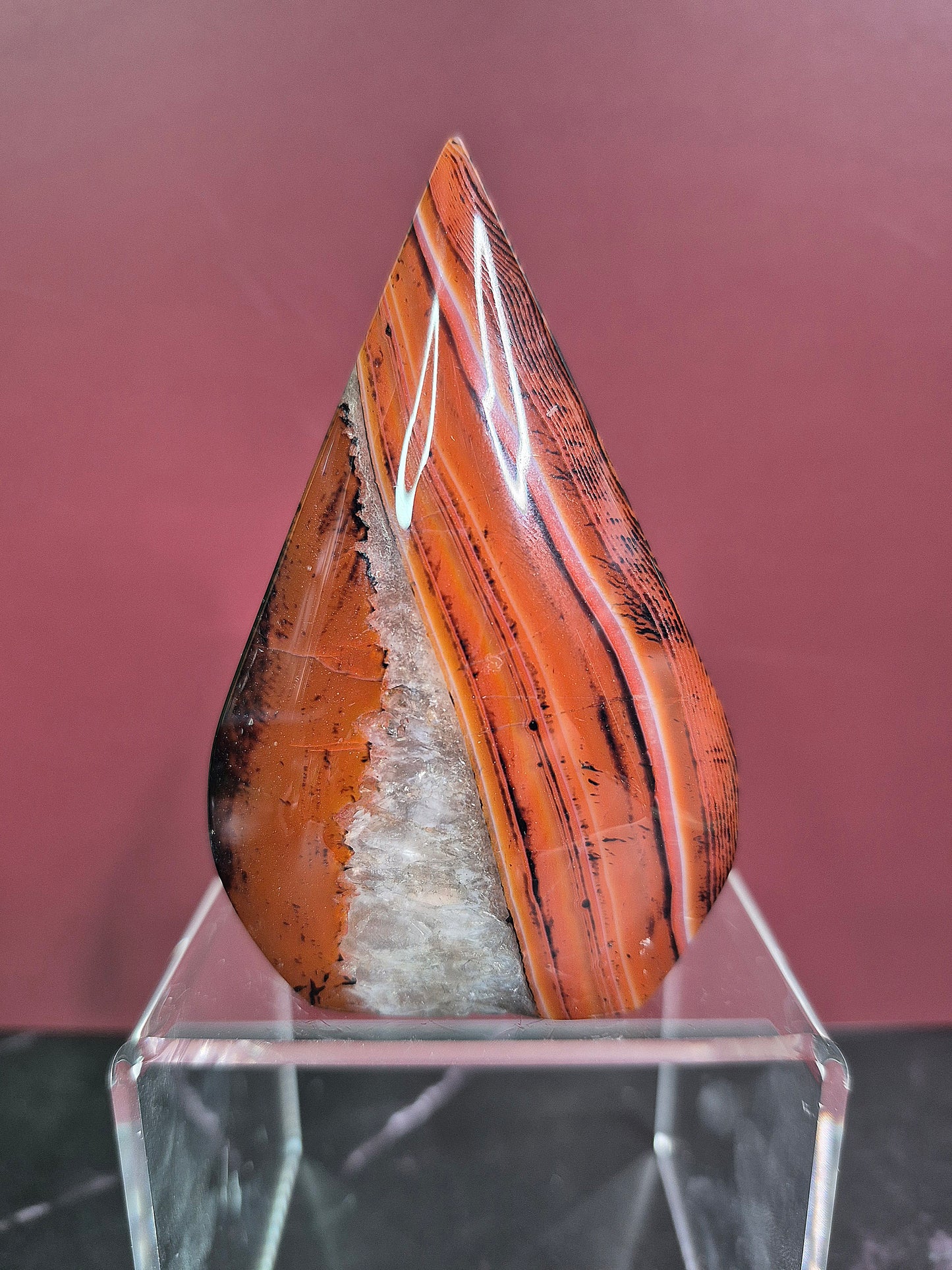 Red and Black Stripe Agate Arrowhead