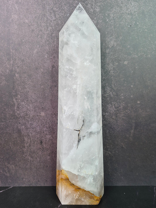Large Quartz Tower with Golden Healer