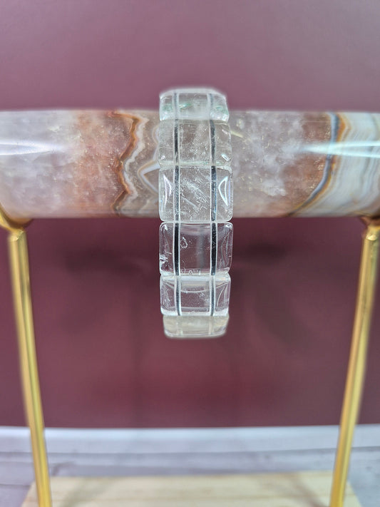 Clear Quartz Square Beaded Bracelet
