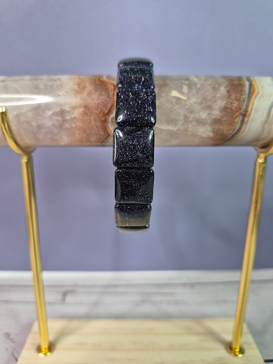 Blue Sandstone Square Beaded Bracelet