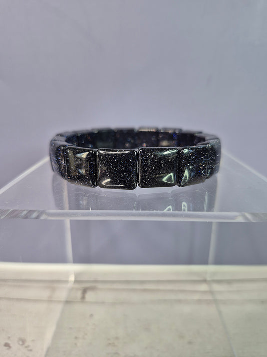 Blue Sandstone Square Beaded Bracelet