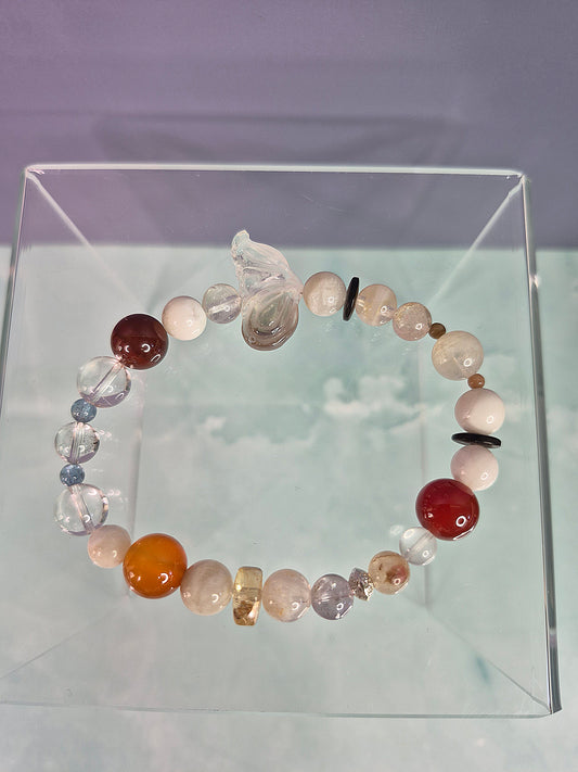 Smoky Quartz Wing Multi Gem Beaded Bracelet