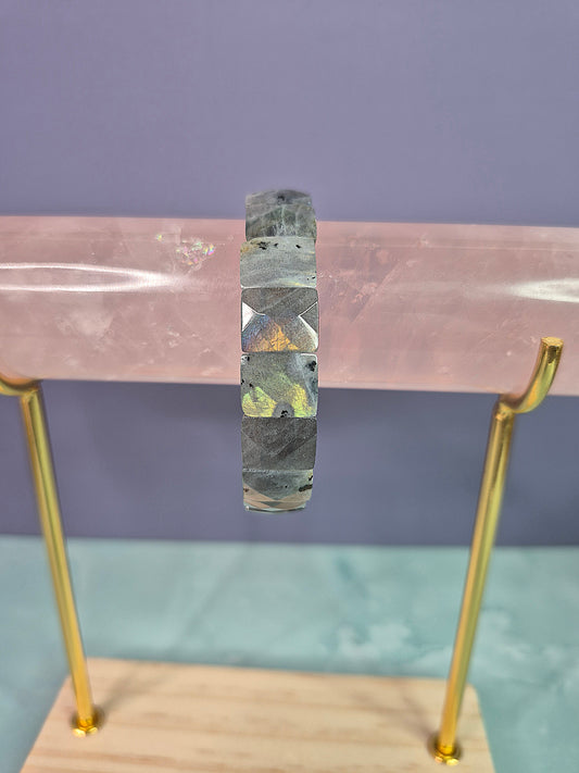 Labradorite Faceted Cut Square Beaded Bracelet