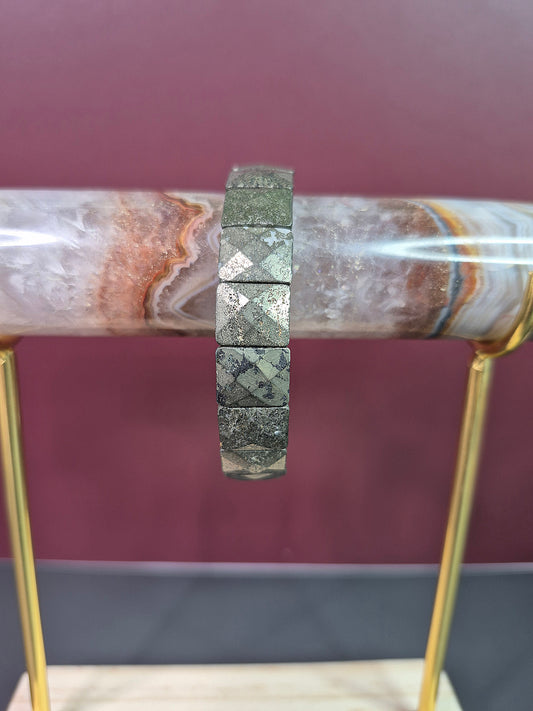 Pyrite Square Beaded Bracelet