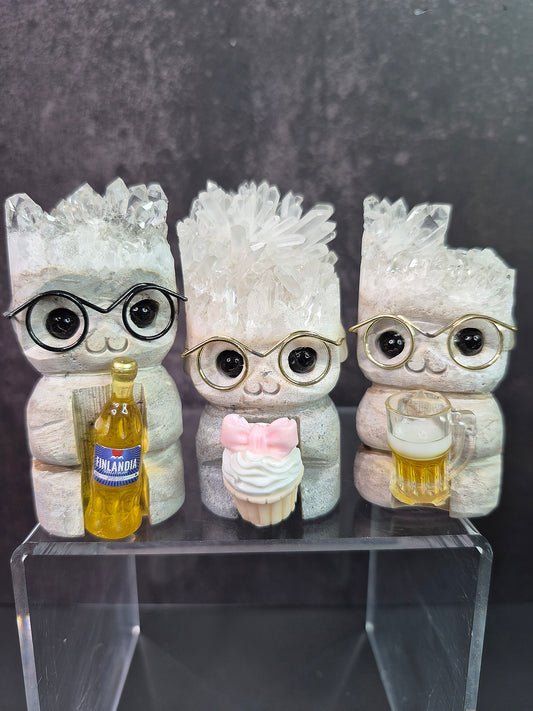 Cute Druzy Quartz Cluster Figurines