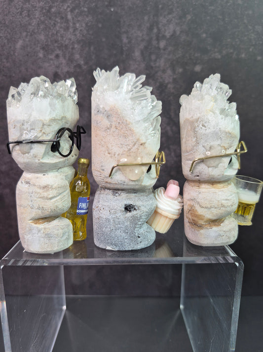 Cute Druzy Quartz Cluster Figurines