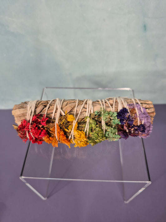 White Sage Bundle w/7 Chakra Sinuata Flowers
