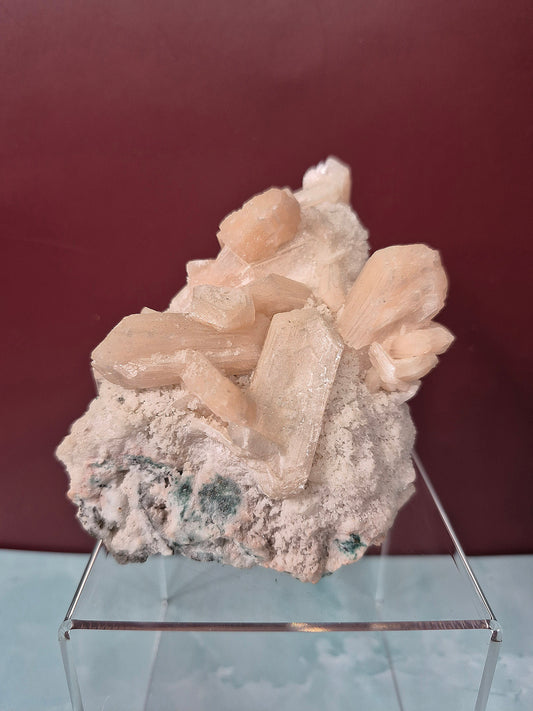 Peach Stilbite on Quartz