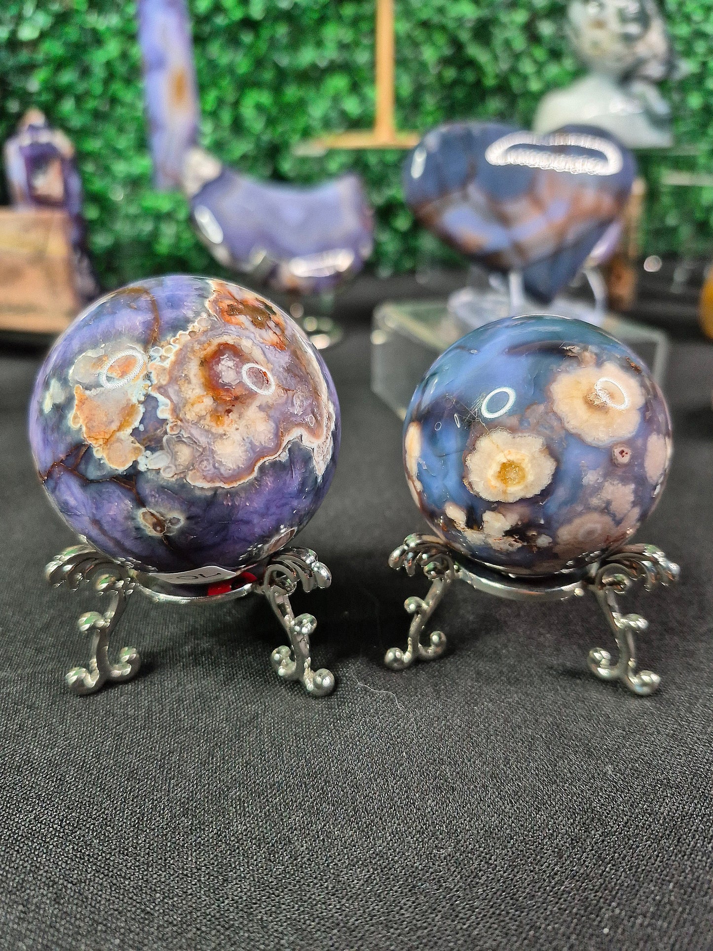 Blue Flower Agate Spheres