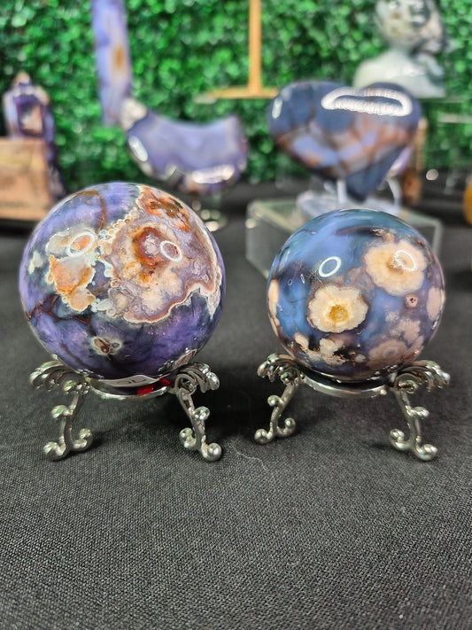 Blue Flower Agate Spheres