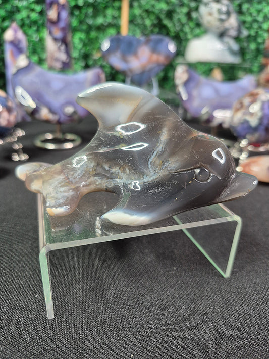 Gorgeous Agate Dolphin Carving