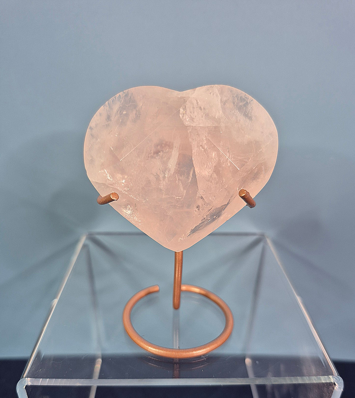 Faceted Rose Quartz Hearts on Stands