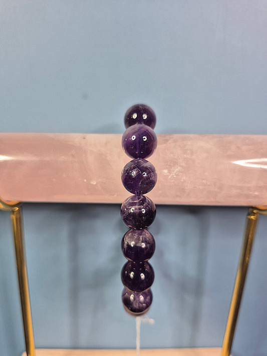 Royal Purple Amethyst Beaded Bracelet (12mm)