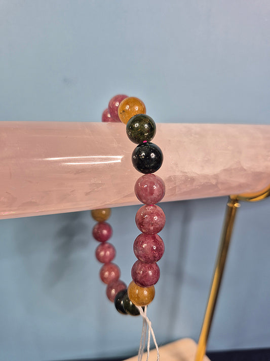 Rainbow Tourmaline Beaded Bracelet (8mm)