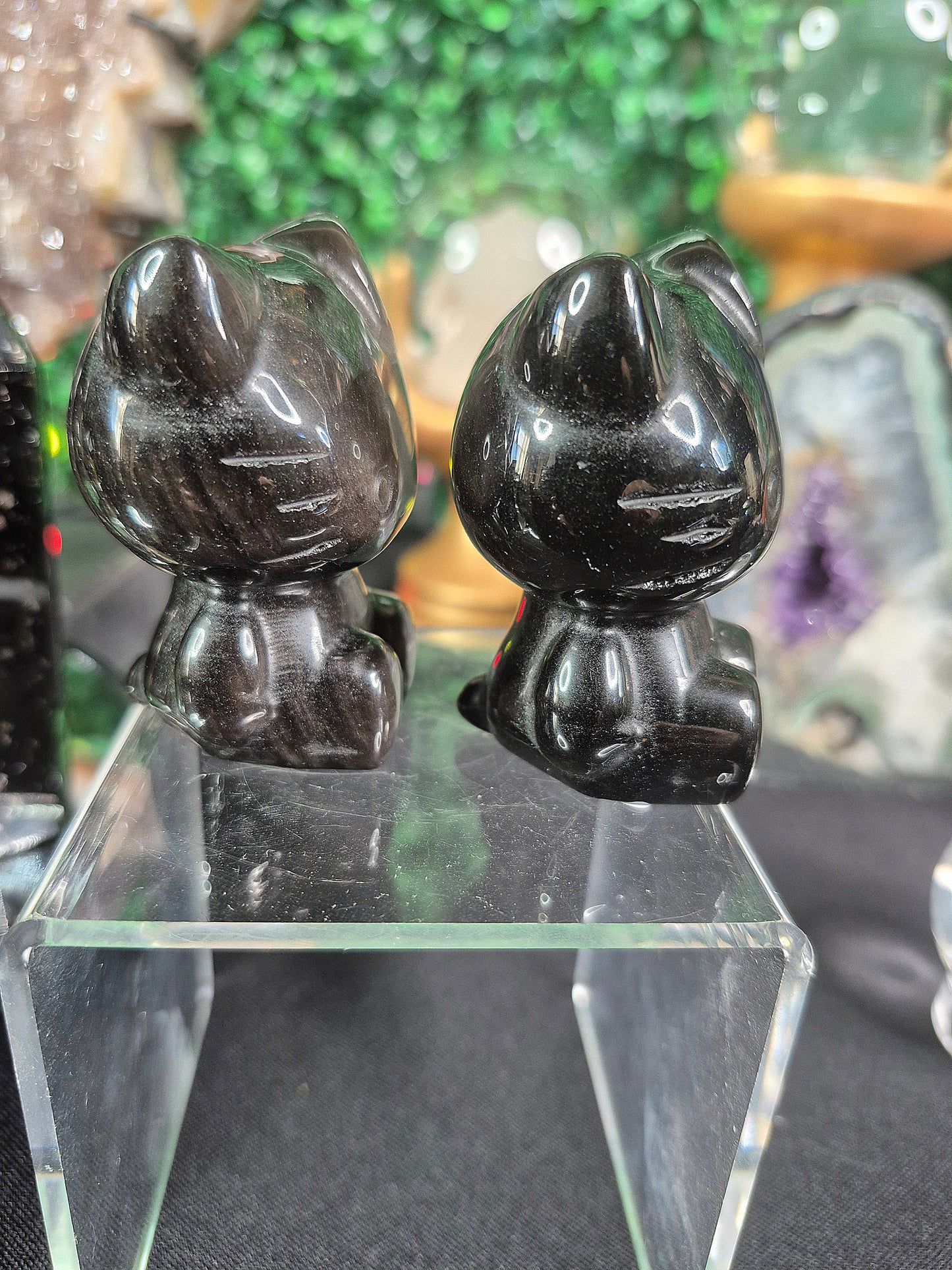 Silver or Gold Sheen Obsidian Hello Kitty