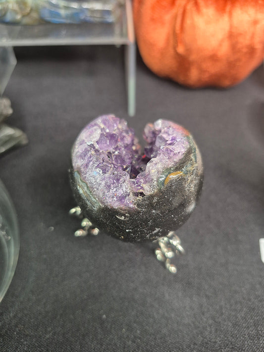 Pacman Amethyst Geode Sphere