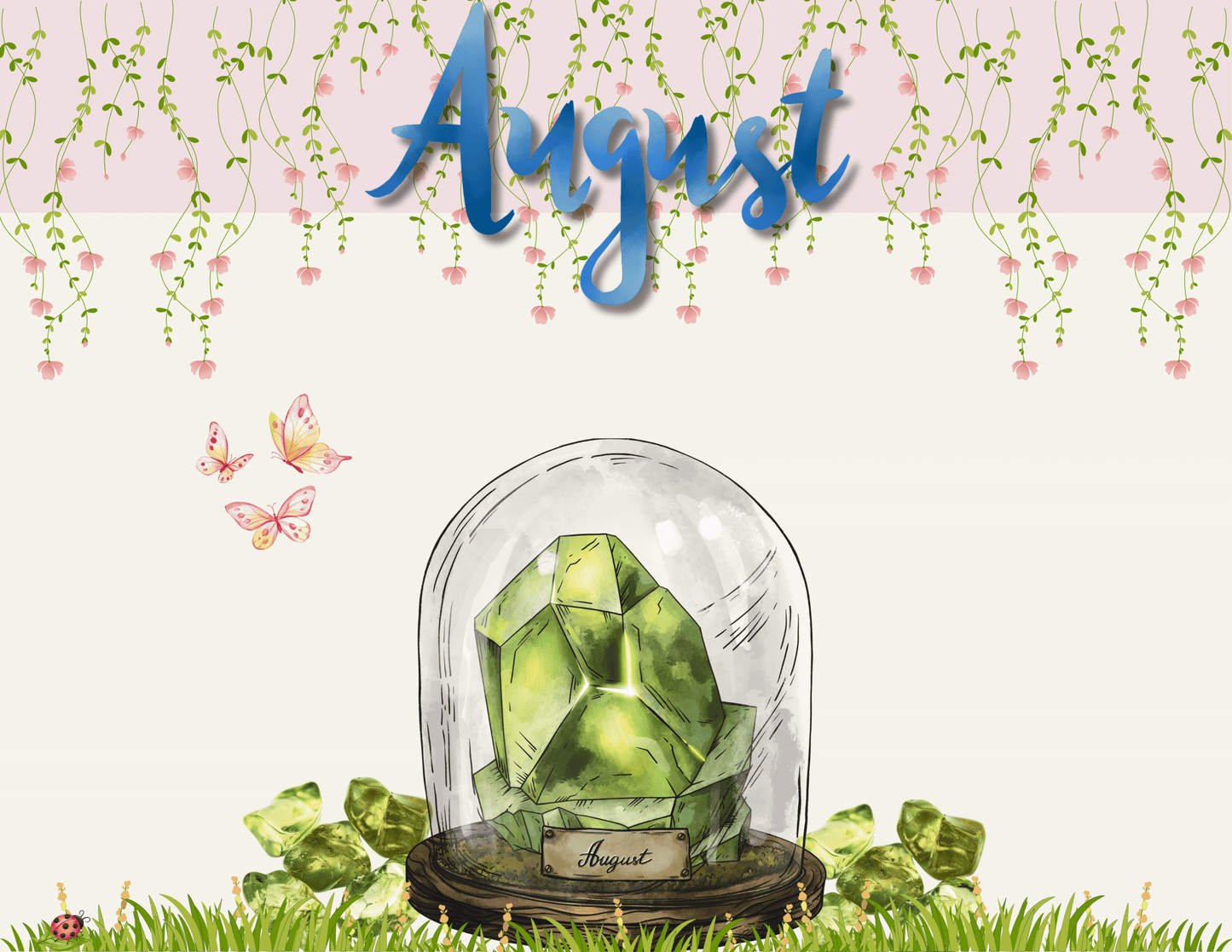 Artsy Undated Calendar July–December 2026 • Monthly Crystal & Flower Art • Decorative Cover Pages PrintableDigital product