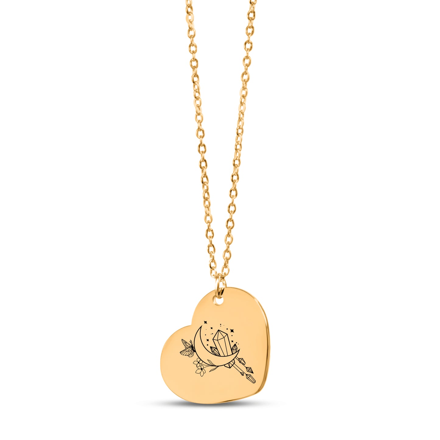 Engravable Lunar Crystal Bloom Heart Necklace