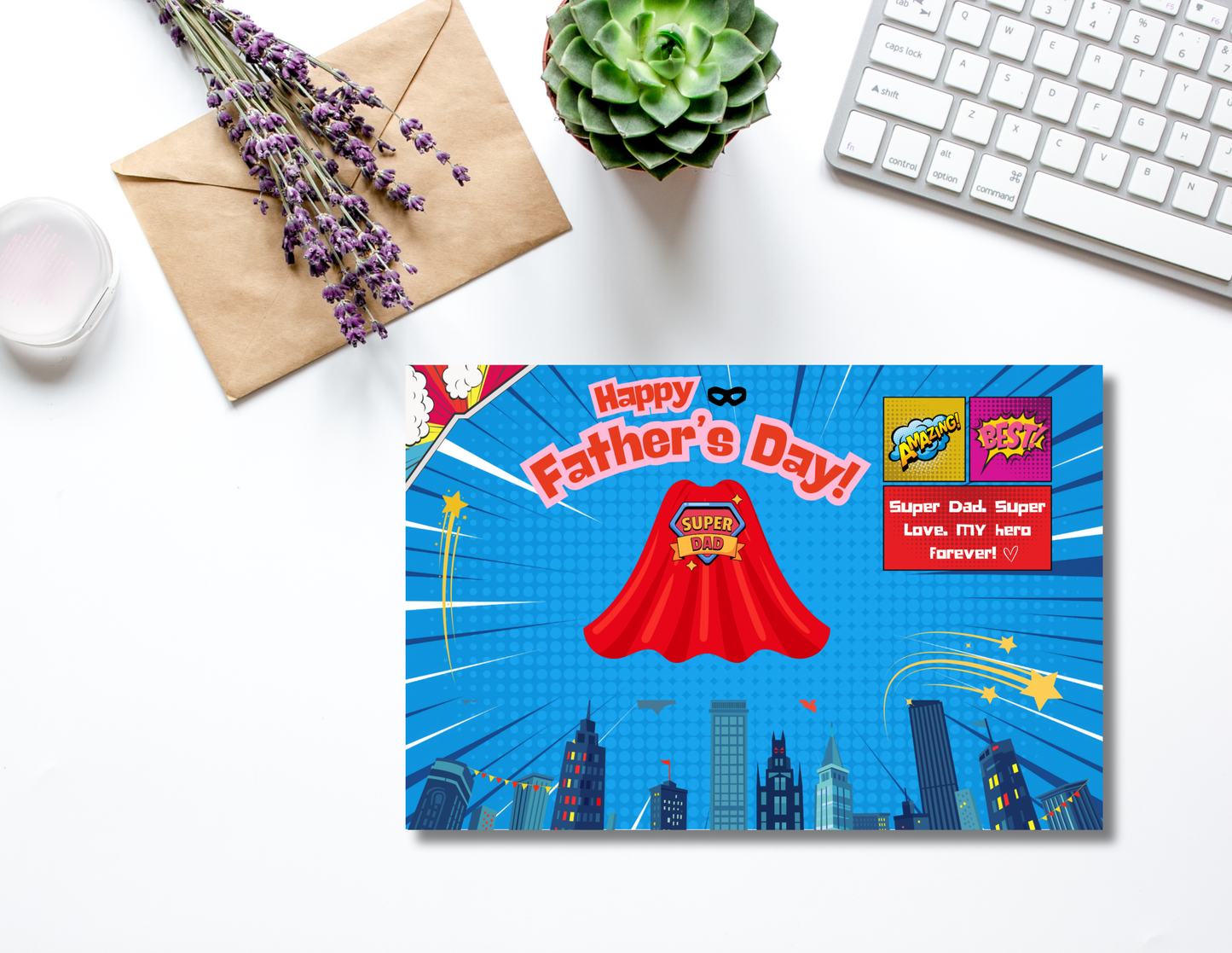 Superhero Father's Day Postcard