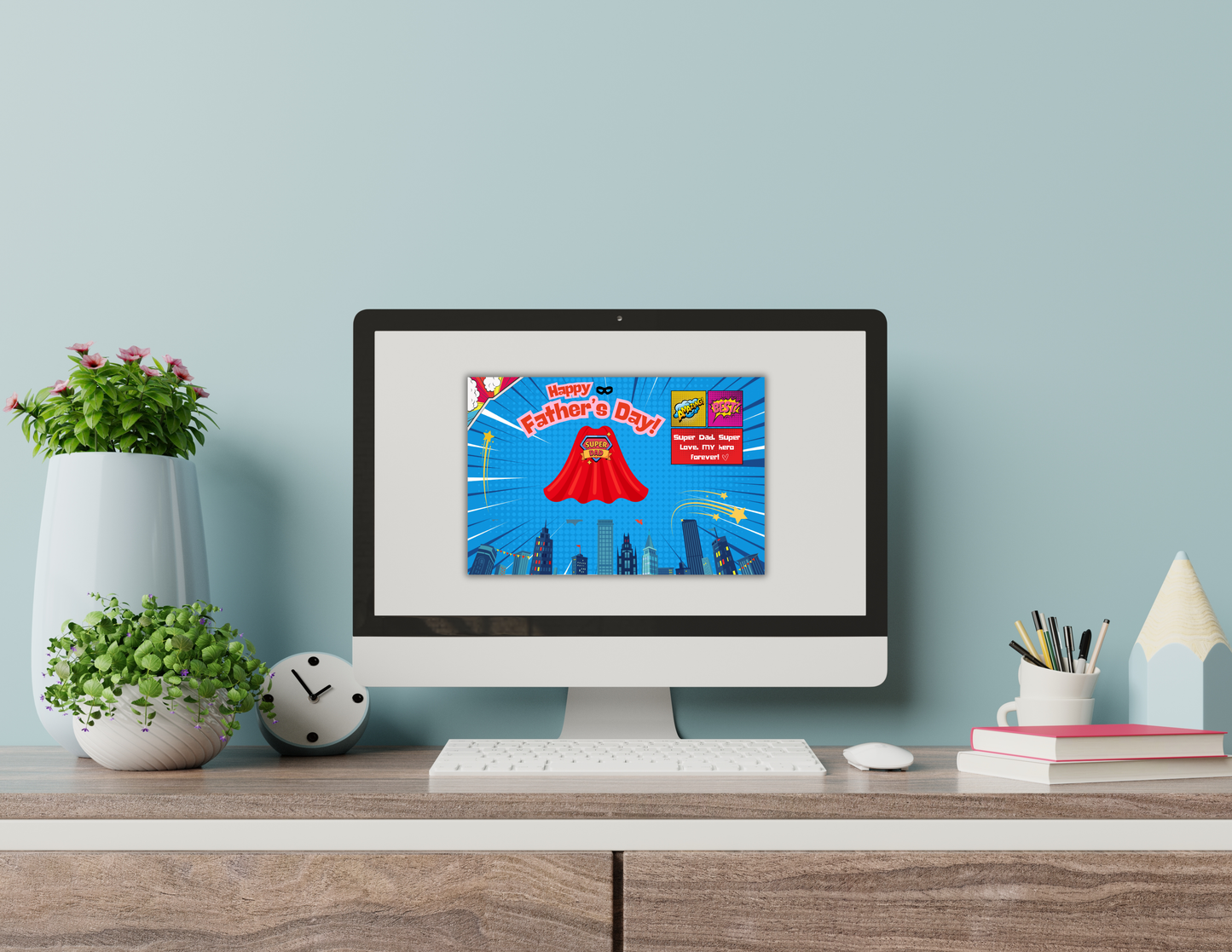 Superhero Father's Day Postcard