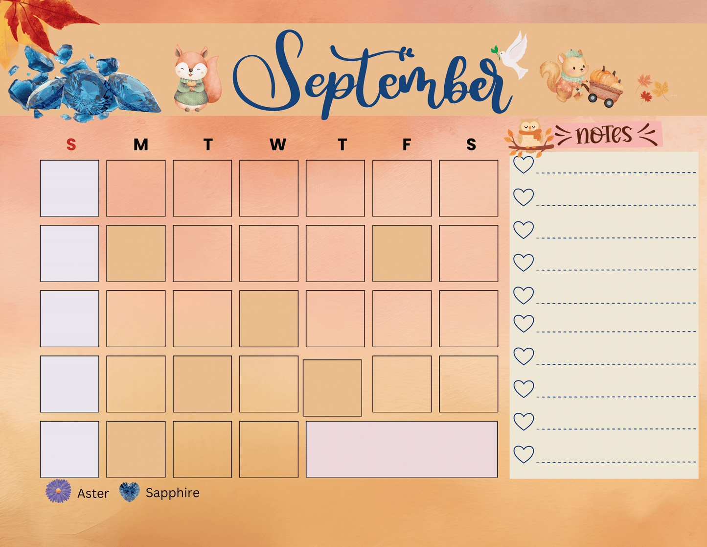 Artsy Undated Calendar July–December 2026 • Monthly Crystal & Flower Art • Decorative Cover Pages PrintableDigital product