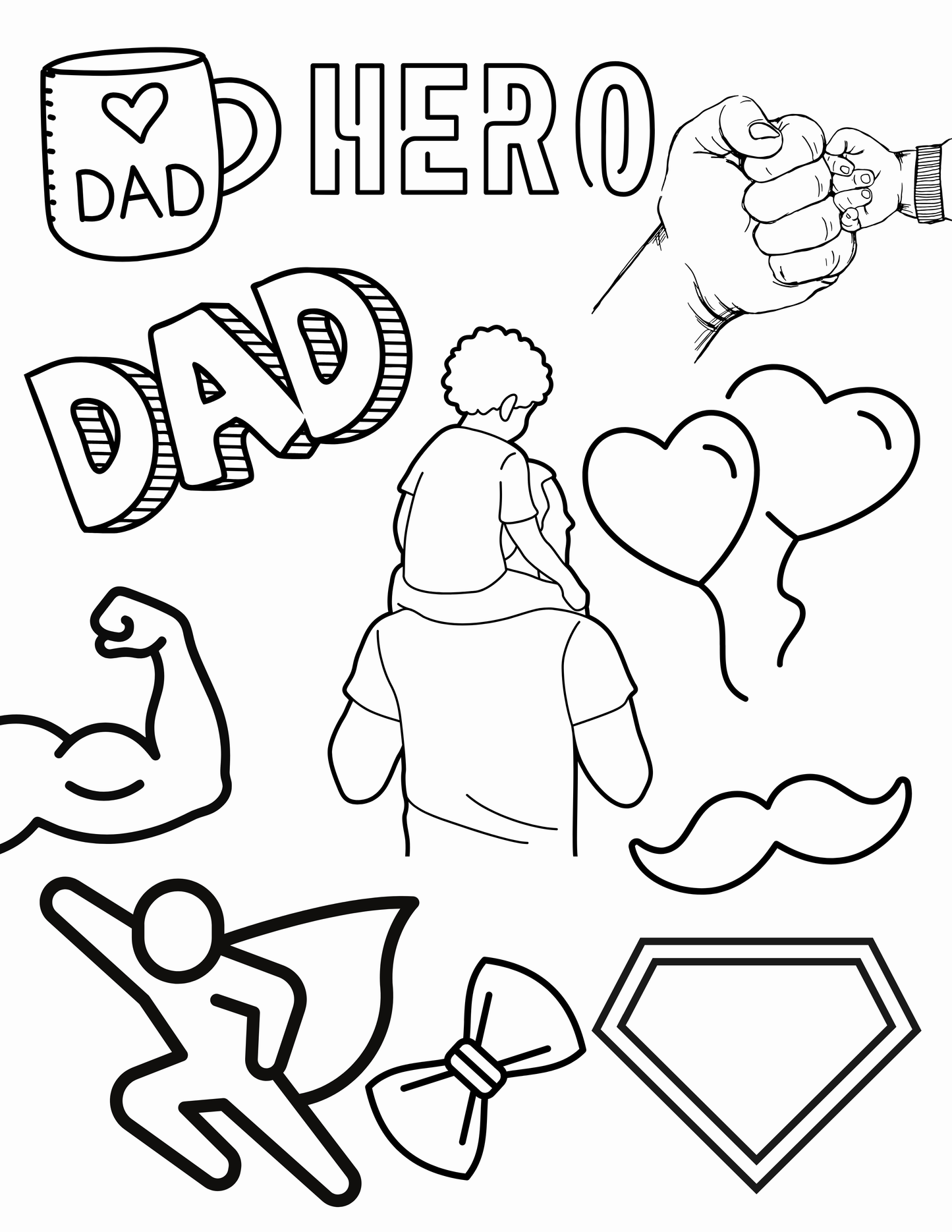 World's Best Dad - Father's Day Coloring Sheets (Digital Download)