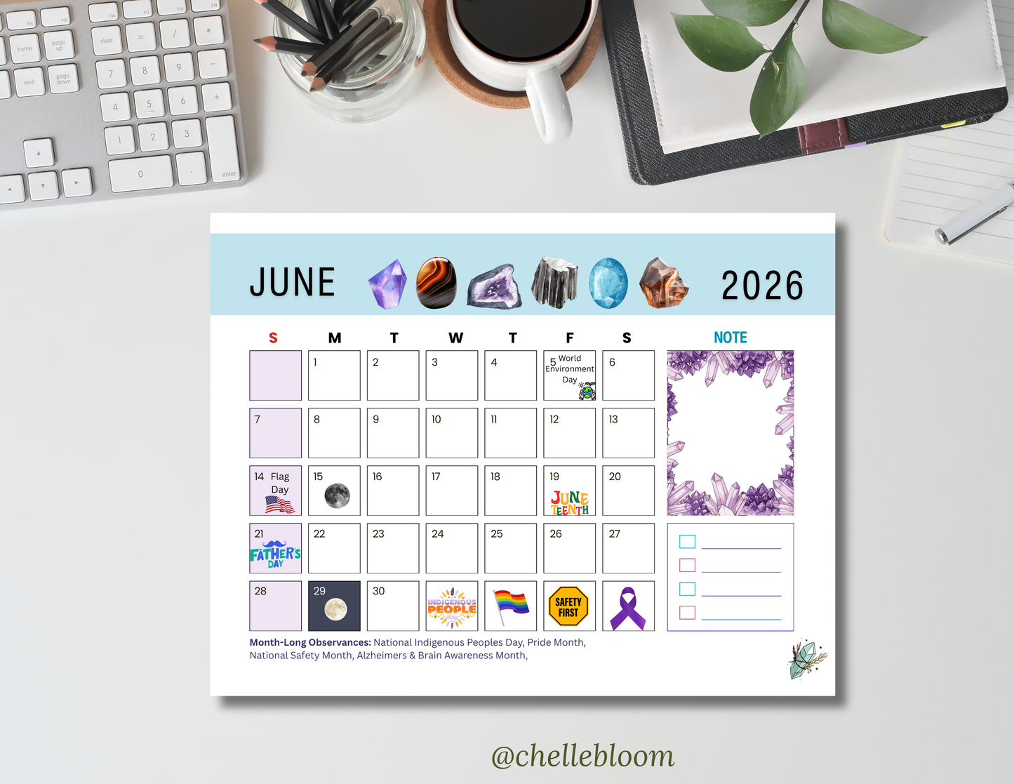 Crystal Calendar June 2026