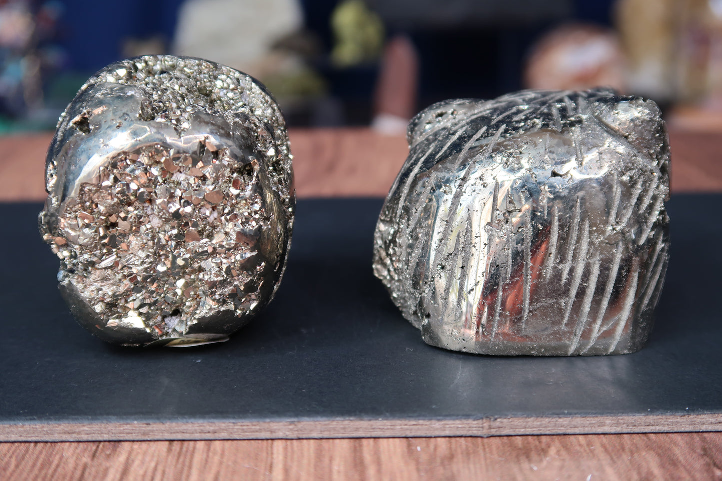 Pyrite Skull & Bear Carvings
