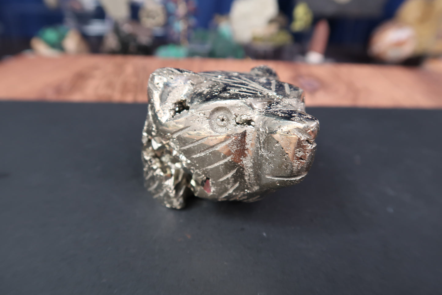 Pyrite Skull & Bear Carvings